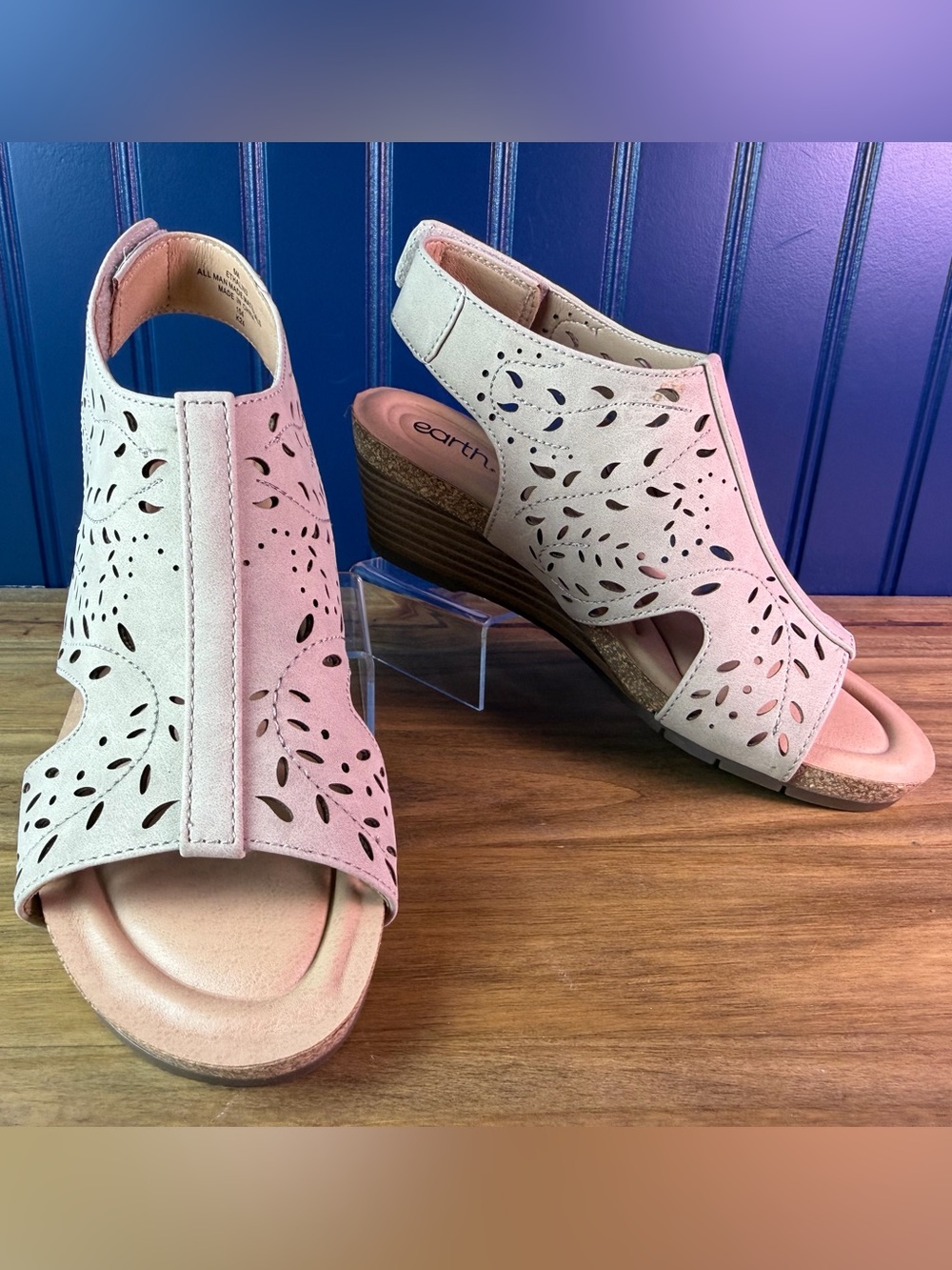 Earth Halin3 Light Natural Cutout Wedge Sandals Women’s 5M